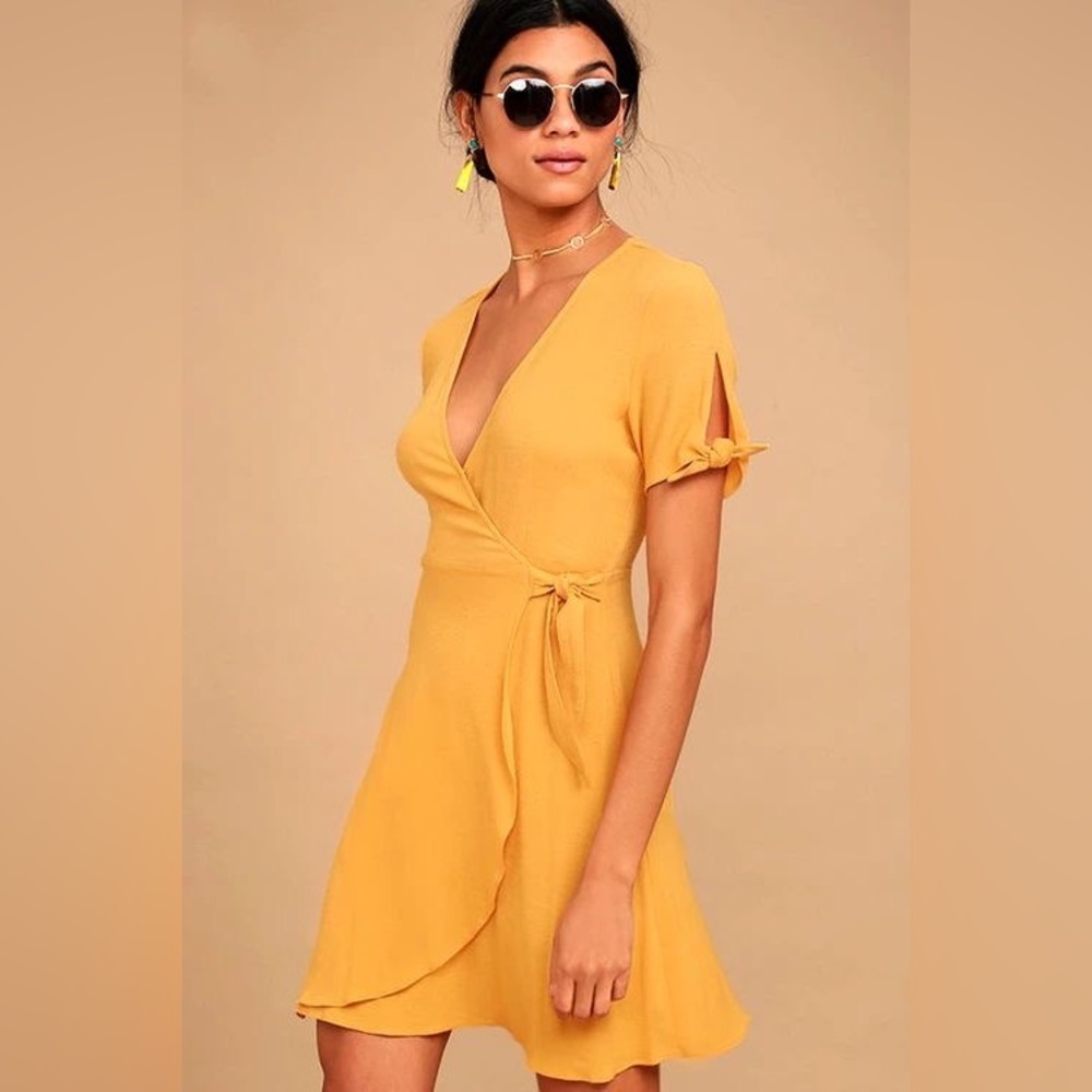 My Philosophy Golden Yellow Wrap Dress